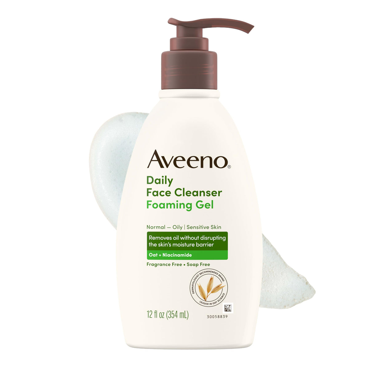 Aveeno Daily Foaming Gel Facial Cleanser 12 fl oz front view