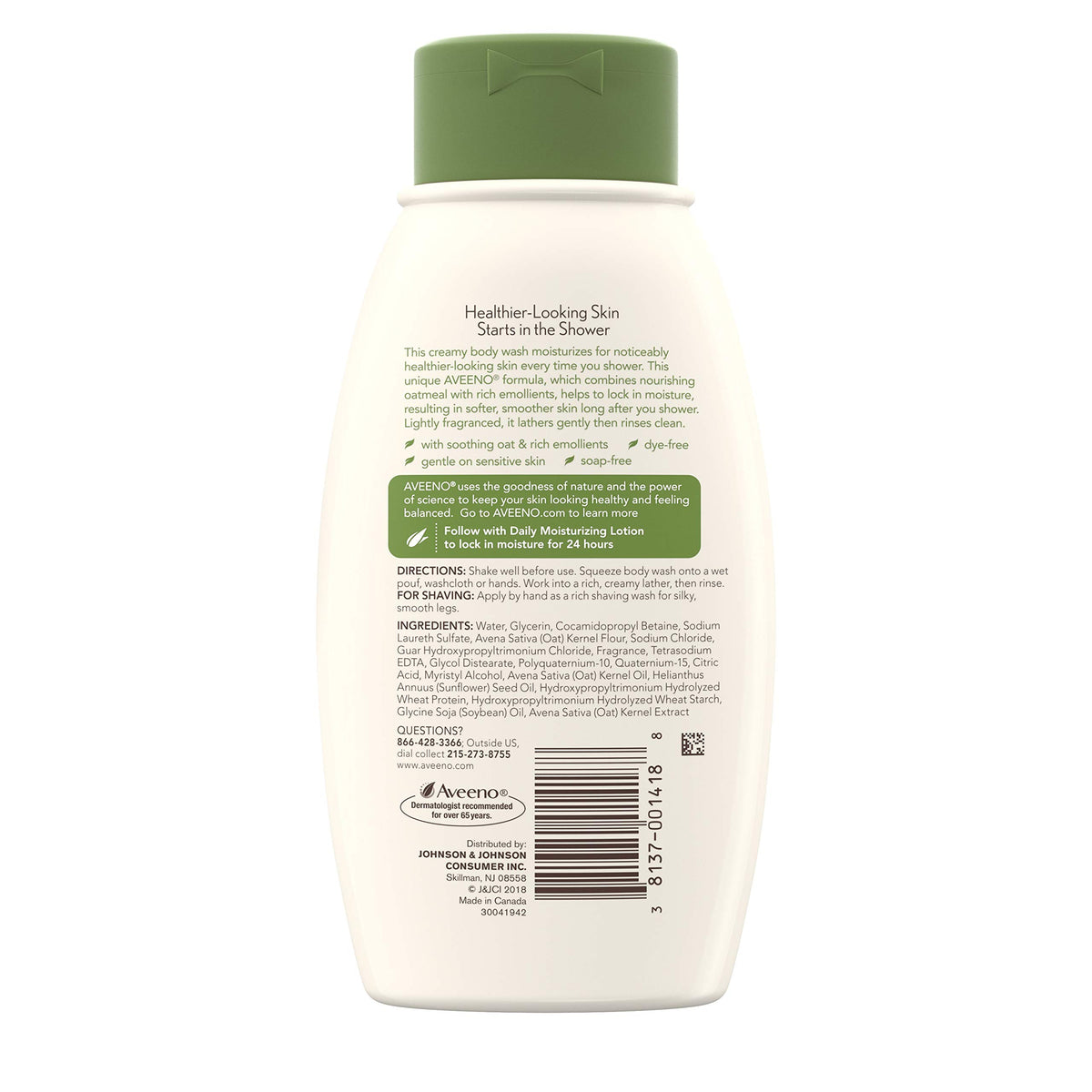 Aveeno Daily Moisturizing Body Wash 12 Fl Oz back view