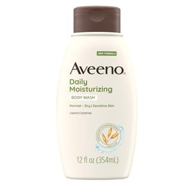 Aveeno Daily Moisturizing Body Wash 12 fl. oz front view with creamy texture