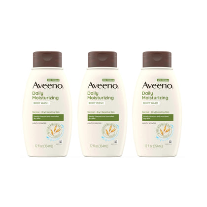 Aveeno Daily Moisturizing Body Wash Pack of 3, 12 Fl. Oz each front view