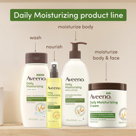 Aveeno Daily Moisturizing Body Wash pack showing all three bottles
