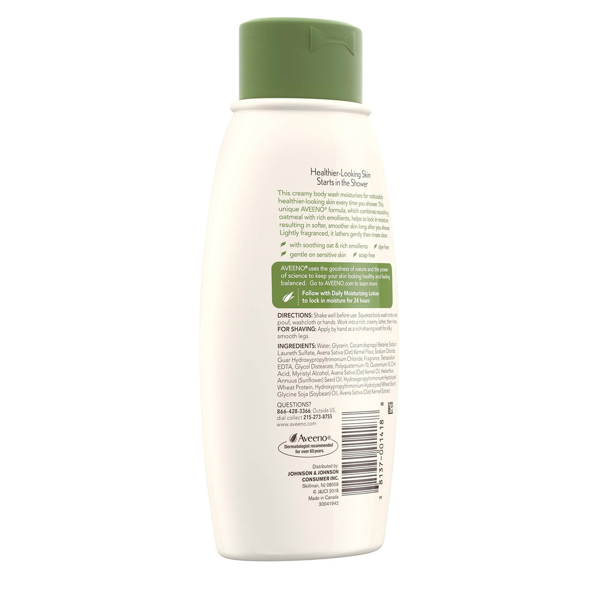 Aveeno Daily Moisturizing Body Wash pouring into hand