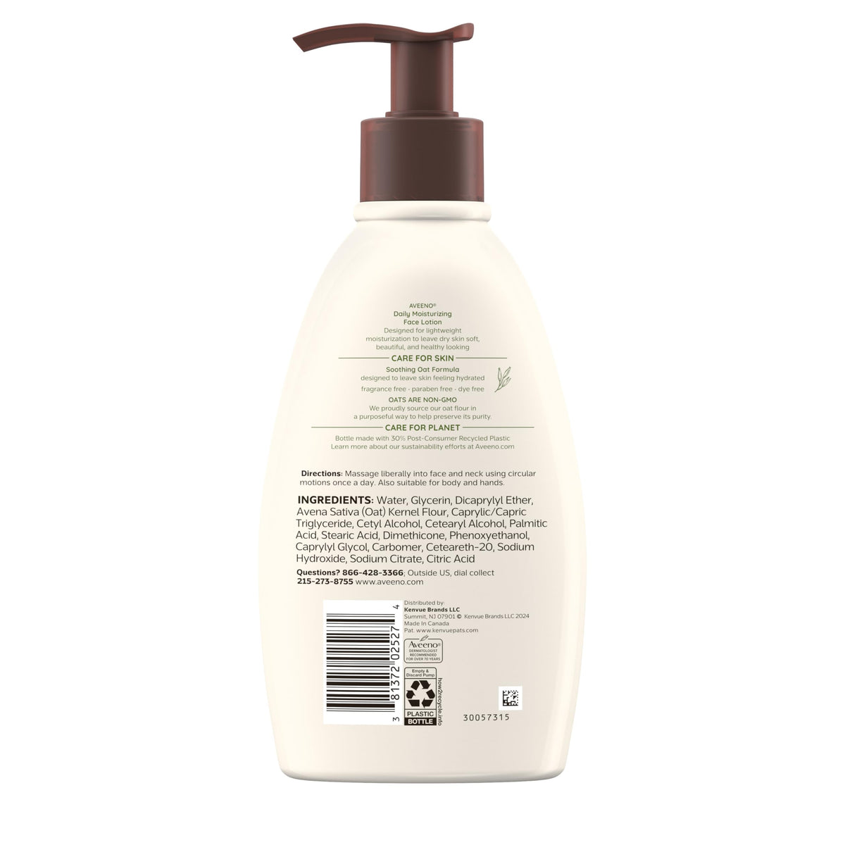 Aveeno Daily Moisturizing Face Lotion packaging details