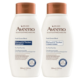 Aveeno Fresh Greens Shampoo and Conditioner Set front view, 12 Fl Oz bottles