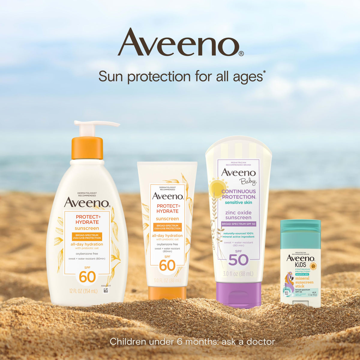 Aveeno Kids Sunscreen Lotion SPF 50 with sunblock in use