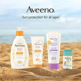 Aveeno Kids Sunscreen Lotion SPF 50 with sunblock in use