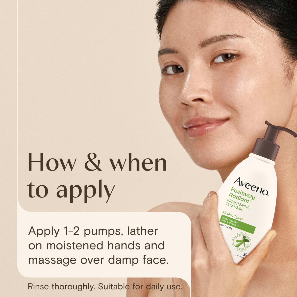 Aveeno Positively Radiant Brightening Cleanser with ingredients list