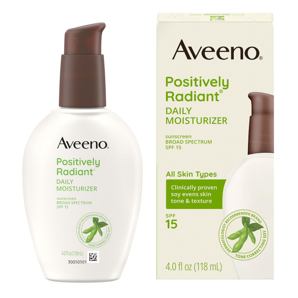 Aveeno Positively Radiant Daily Face Moisturizer SPF 15 in bathroom setting