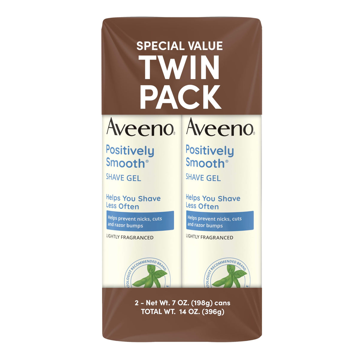 Aveeno Positively Smooth Moisturizing Shave Gel twin pack front view