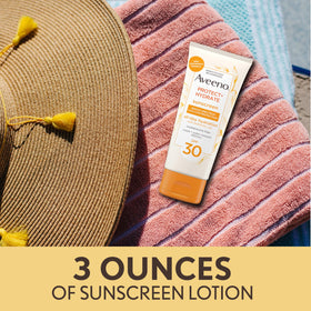Aveeno Protect + Hydrate SPF 30 Sunscreen Lotion application on skin