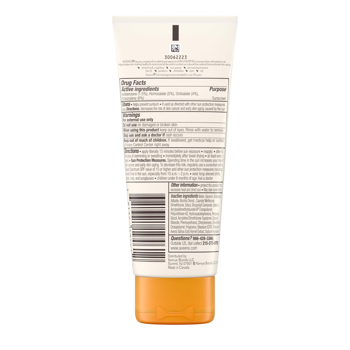 Aveeno Protect + Hydrate SPF 30 Sunscreen Lotion top view