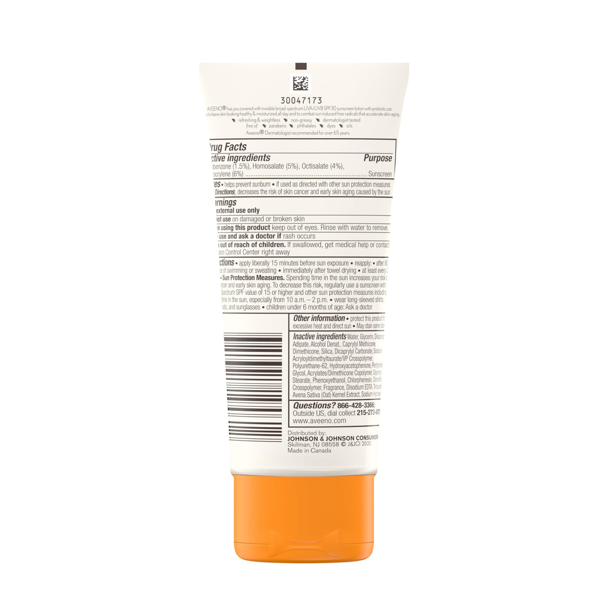 Aveeno Protect + Hydrate SPF 30 Sunscreen Lotion with travel bag