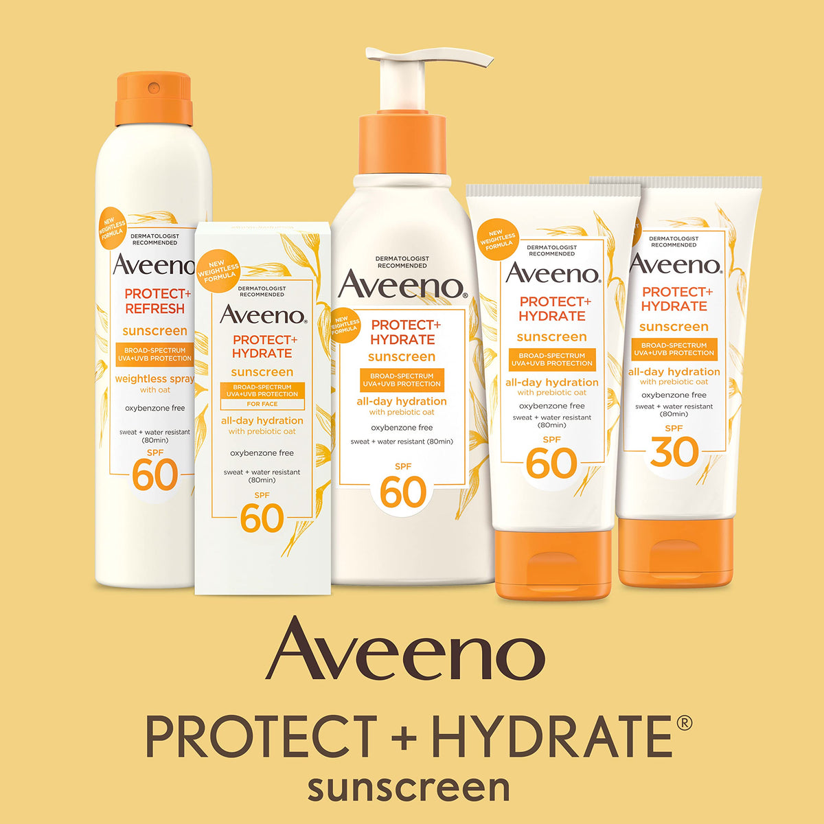 Aveeno Protect + Hydrate SPF 60 Face Sunscreen with a beach background