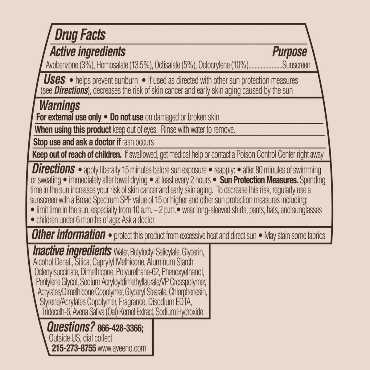 Aveeno Protect + Hydrate Sunscreen Lotion SPF 60 packaging details