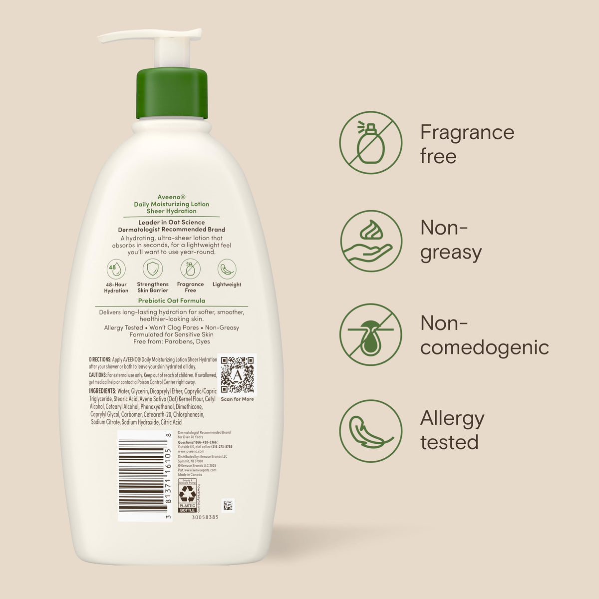 Aveeno Sheer Hydration Daily Moisturizing Lotion application on skin