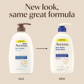 Aveeno Skin Relief Body Wash back label with ingredients