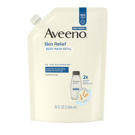 Aveeno Skin Relief Body Wash Refill pouch front view 36 fl. oz