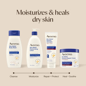 Aveeno Skin Relief Healing Ointment displayed with other skincare products