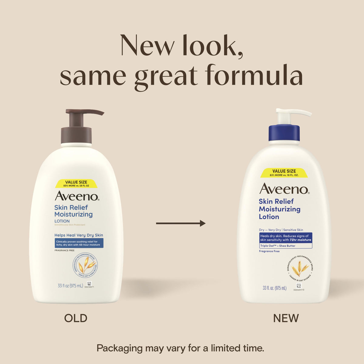 Aveeno Skin Relief Moisturizing Lotion back view with ingredient details