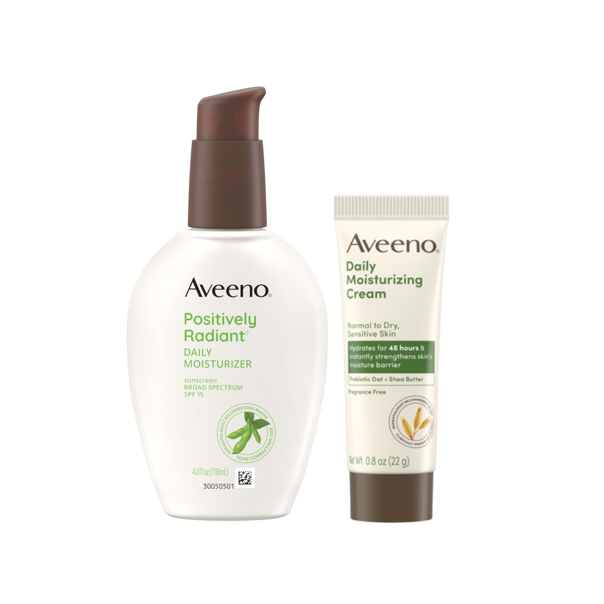 Aveeno Skincare Bundle including Positively Radiant Moisturizer and Daily Moisturizing Cream