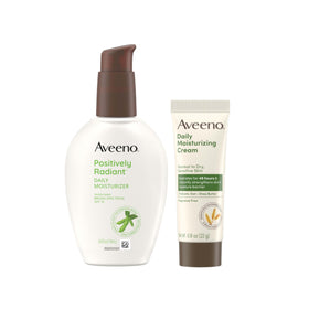 Aveeno Skincare Bundle including Positively Radiant Moisturizer and Daily Moisturizing Cream