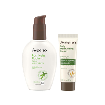 Aveeno Skincare Bundle including Positively Radiant Moisturizer and Daily Moisturizing Cream