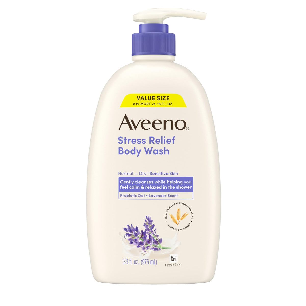 Aveeno Stress Relief Body Wash 33 fl oz bottle front view