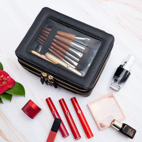 Aveniee Clear Makeup Bag in travel setting