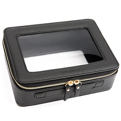 Aveniee Clear Makeup Bag Organizer black front view
