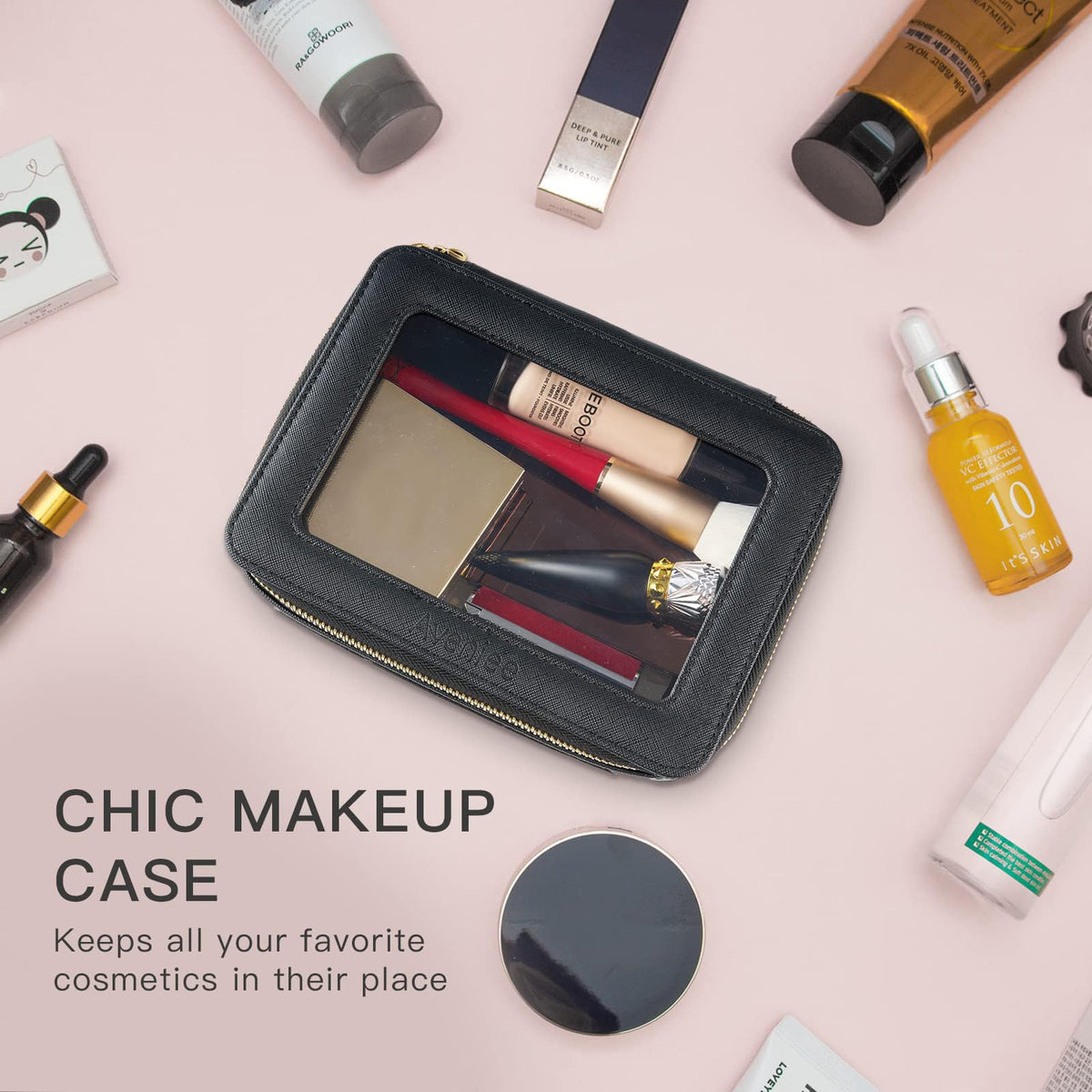 Aveniee Clear Makeup Bag Organizer black lifestyle scene