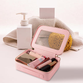 Aveniee Clear Makeup Bag Organizer close-up of PU leather texture