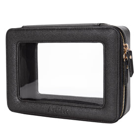 Aveniee Clear Makeup Bag Organizer front view in black