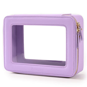 Aveniee Clear Makeup Bag Organizer front view in pearl blue