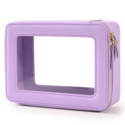 Aveniee Clear Makeup Bag Organizer front view in pearl blue