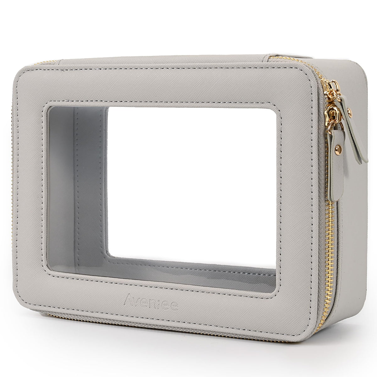 Aveniee Clear Makeup Bag Organizer front view in pearl blue