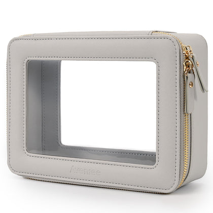 Aveniee Clear Makeup Bag Organizer front view in pearl blue