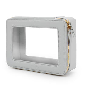 Aveniee Clear Makeup Bag Organizer front view in pearl blue