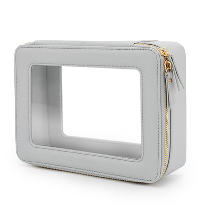 Aveniee Clear Makeup Bag Organizer front view in pearl blue
