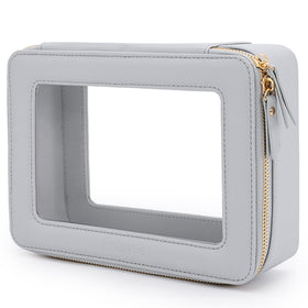 Aveniee Clear Makeup Bag Organizer front view in pearl blue