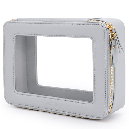 Aveniee Clear Makeup Bag Organizer front view in pearl blue