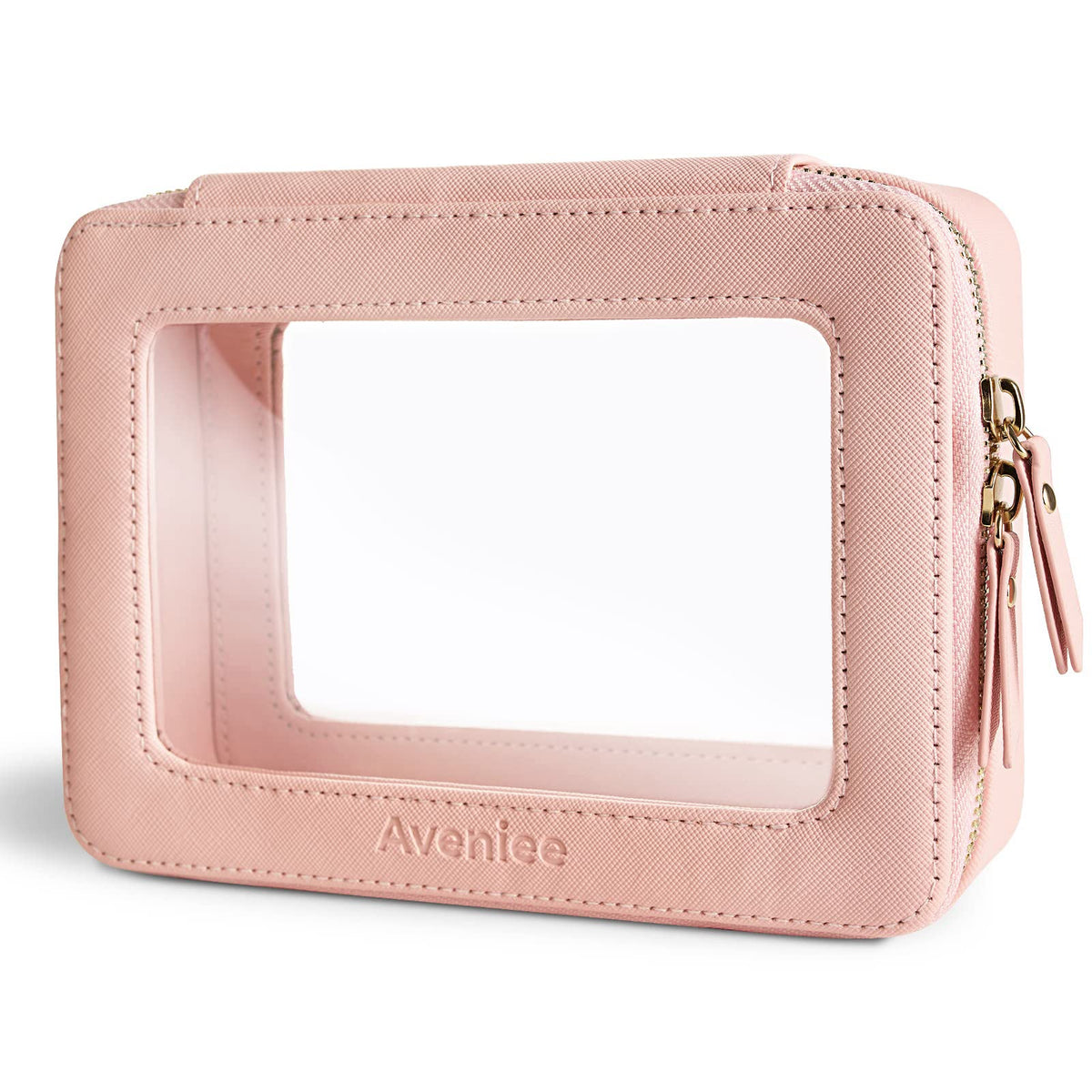 Aveniee Clear Makeup Bag Organizer front view in pink