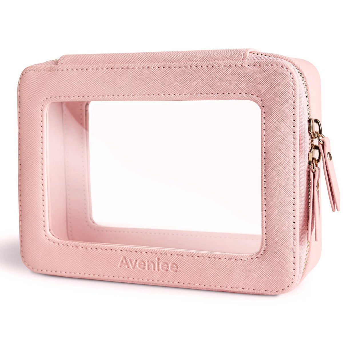 Aveniee Clear Makeup Bag Organizer front view in pink