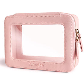 Aveniee Clear Makeup Bag Organizer front view in pink