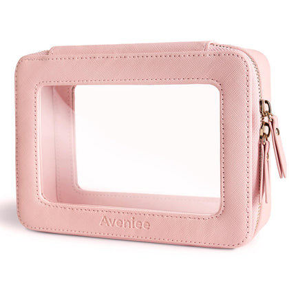 Aveniee Clear Makeup Bag Organizer front view in pink
