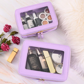 Aveniee Clear Makeup Bag Organizer in a travel setting