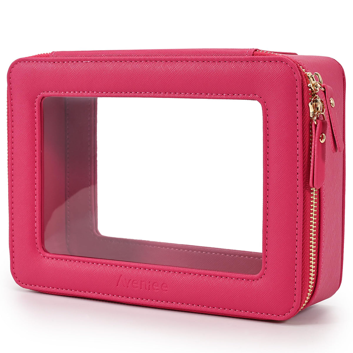 Aveniee Clear Makeup Bag Organizer in hot pink front view