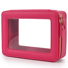 Aveniee Clear Makeup Bag Organizer in hot pink front view