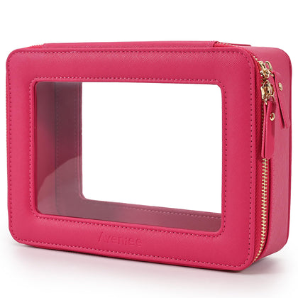 Aveniee Clear Makeup Bag Organizer in hot pink front view