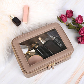 Aveniee Clear Makeup Bag Organizer open showing storage space