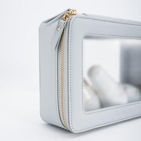 Aveniee Clear Makeup Bag Organizer Set front view featuring PU leather